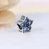 Blue Stone 925 Sterling Silver Star Beads Charm Womens Jewelry Association with Box Origin