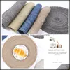 Mats Pads 38Cm Solid Round Ramie Placemats Linen Mat Non-Slip Insation Table Pad Weaved Dining Kitchen Retro Art Decor Drop Delivery Dh0Ew