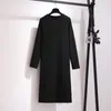 Plus size jurken 2022 Herfst wintertrui jurk voor vrouwen slanke casual lange mouw rechte zwarte pailletten gebreide 4xl 5xl 6xl 7xl