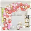 Decoração de festa 110pcs Aron Pink Dia dos Namorados Balão Garland Set Baby Primeiro aniversário Decoração de casamento criativo Deld Deliv Dhzl6