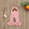 Rompers 6m4y mode peuter meisjes zomer jumpsuits flare broek regenboog print mouwloze jarretl speelgoed pakken kind algemeen j220922