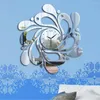 벽 시계 예술 데칼 3D 거울 시계 스티커 세트 홈 장식 PS 포스터 꽃 파스터 부엌 거실 방송실