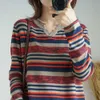 Kobiety swetry kobiety swetry Kawaii Ulzzang College Candy Kolor Stripes Księżycowe zestawy haftowe sweter żeńskie harajuku ubranie dla kobiet Lady J220915