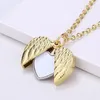 Romantic Sublimation Necklace Heat Transfer Pendant Round Angel Wings Necklace Metal Heart and Dice Pendants Car Decoration Couple Necklaces RRE14468