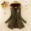 Kvinnors dikerockar FDFKLAK S-3XL Kvinnor Cotton Orange Jacka Casual Slim Coat Emboridery Hooded Parkas Wadded Overcoat Female Winter