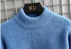 Men's Sweaters 5861 Black Grey Blue White Mohair Sweater BOY Letters Mink Velvet Pullover Spliced Color Knitted Male Warm 220923