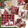 Pillow Christmas Throw Covers Decorative 17.7x17.7 IN Winter Holiday Plaid Linen Couch Standard Satin Pillowcase Set Of 2