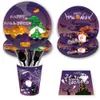 Black Witch Ghost Divertente Halloween Party Set di stoviglie usa e getta Piatti Tazze Tovaglioli Set da pranzo Halloween BOO Decorazione per feste FY5589C0924