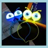 Party Hats Halloween Masquerade Led Flashing Alien Headband Light-Up Eyeballs Hair Band Glow Party Supplies Accessories Drinktoppe264U