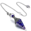 Pendanthalsband silverpl￤terade hexagon pyramid Amethyster Stone and Harts Link Chain Lapis Lazuli Fashion Jewelry