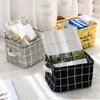 Foldable Storage Basket Rectangle Waterproof Cotton Linen Storages Baskets Desktop Clutter Cosmetic Snacks Toy Organization Basket BH7644 TYJ