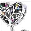 Charms Sier Tree Of Life Charm dla oryginalnej bransoletki Realu 925 Sterling Colorf CZ Biżuter