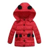 Winter Infant Jacket Autumn for Baby Girls Down Children Bowknot Outerwear Coats Dot Hooded Cotton Kids Clothing