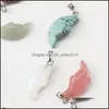 Charms Mixed Color Natural Stone Charms Crescent Moon Face Carving Necklace Small Pendant Simple And Delicate Jewelry Accessories 3 6 Dhydo