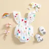 Rompers Summer Newborn Baby Girl Rompers Baby Girl Dots Rainbow Embroidery Rompers Baby Girl Jumpsuits And Headband Clothing J220922