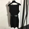 Fashion Sleeveless Vest Dresses With Letter Belt Womens Luxury Party Sling Skirt Designer Brand Ladies Dress Clothing