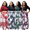 Plus Größe Kleider Gedruckt Taste Geraffte Kleid Elegante Lange Hülse Party Casual Straße Boho Sexy Frauen Kleidung Ropa Mujer 4xl