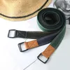 Belts Solid Color Canvas Waist Belt Men Women Jeans Casual Waistband Unisex Street Style Wild With Double Ring Buckle