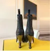 2023 Brown Colibri High Heeled Knöchel Chelsea Stiefel Lackierte Ferse Speced Toes Mesh Pull-On Leder-Außensohle für Frauen Luxus Designer Schuhe Fabrikschuhschuhe