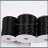 Cord Wire 10M/Lot Dia 0.5Mm-2Mm Black Waxed Cotton Cord Thread String Strap Necklace Rope For Jewelry Making Supplies Wholesale 1531 Dha6A