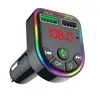 F5 Car Charger FM Transmitter Bluetooth 5.0 RGB Atmosphere Light Car Kit Mp3 Player Wireless Handsfree Audio Receiver With Retail Box