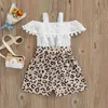 Rompers Off Shoulder Baby Children Rompers Leopard Flower Print Lace Baby Clothes Jumpsuit Summer Kid Baby Girls Fashion Clothes 16y J220922