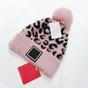 Fashion Women Knitted Caps Warm And Soft Beanies Leopard Printing Brand Crochet Hats With Tag Wholesale