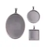 Jewelry Settings 5Pcs/Lot Stainless Steel Oval Round Square Pendant Cabochon Base Setting Tray Blank 30X40Mm Cabochons Jewelry Making Dhpch