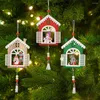 Christmas Decorations 1pcs Wooden Hanging Ornaments Snowman Santa Claus Elk House Tassel Pendant For Xmas Party