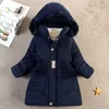 Jackets de couro para meninas de inverno espessamento e calor real de algodão de algodão de comprimento médio parka casacos de casacos infantis 20220924 E3