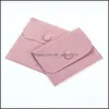 Jewelry Pouches Bags Jewelry Gift Packaging Envelope Bag With Snap Fastener Dust Proof Jewellery Pouches Made Of Pearl Veet Pink Blu Dhmhl