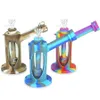 Hookahs Silicone Dab Rigs Water Pipes Bong 7 inch Oil Tobacco Herb Rig Unbreakable Hookah with Titanium Nail Mini Dab tool Cylindrical