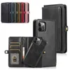 Saco de cartão de couro bolso magnético split carteira casos para iphone 14 pro max 15 13 12 11 xr xs x 8 7 plus à prova de choque 2 em 1 flip cards slots titular capa de telefone funda