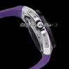 TWF 42 A2965 Handlindande män Titta på Tourbillon Titanium Steel Case Ceramic Bezel 3D Black Panther Dial Purple Rubber Strap 2022 S5364134