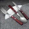 Stainless Steel Creative Knife Fork Spoon Wooden Handle Cutlery Set Household Western Tableware BHB15689