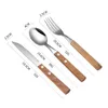 Stainless Steel Creative Knife Fork Spoon Wooden Handle Cutlery Set Household Western Tableware BHB15689