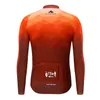 2024 Pro Mens Copper Winter Cycling Jersey Set Long Sleeve Mountain Bike Cycling Clothing Breathable MTB Bicycle Clothes Wear Suit B35