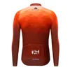 2024 Pro Mens Copper Winter Cycling Jersey مجموعة طويلة الأكمام الجبلية للدراجة ركوب الدراجات في التنفس MTB للدراجة ملابس ارتداء بدلة B35