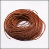 Cord Wire 2-5M/Lot 1.5 2 2.5 3 4 5 6Mm couleur véritable cuir de vache rond string cordon bricolage bracelet résultats corde chaîne pour bijoux Maki Dhirm