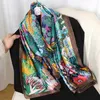 Halsdukar lyx varumärke 2022 Silk Scarf Women Large Shls Pashmina Hijab Foulard Echarpe Design Print Lady Beh Stole Head Y2209