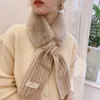 Scarves Woman's Rabbit Fur Knit Wool Cross Warm Scarf Winter Thicken Outdoor Neck Protect Cervical Spine False Collar Plush T Y