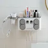 Bathroom Storage Organization Hair Dryer Rack Matic Tootaste Dispenser Dust-Proof Toothbrush Holder With Cup No Nail Wall Stand Drop Dhohp