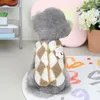 Dog Apparel Pet Jacket Printing Anti-fall Keep Warm Diamond Lattice Coral Fleece Coat For Winter