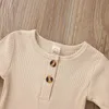 Rompers 2022 Autumn Baby Romper Knitted Long Sleeve Newborn Girls Boys Jumpsuit Outfit Solid Toddler Children Clothing And Hat Set J220922