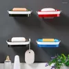 Soap Dishes 1 Pc Wall Mounted Dish Adhesive Bathroom Bar Holder With Draining Tray For Shower Kitchen Sink Sponge Storage Rack