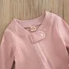 Rompers Baby Girls Boys Spring Autumn Casual Romper Clothes Long Sleeve Cotton Ribbed Solid Color Zipper Jumpsuit J220922
