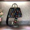 Evening Bags Fashion Tote Bag Shoulder Cross Body Bags Handbag Women Leather Colorful Embroidery Letter Purse Hard Partition Slot Twist Latch