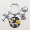 Vintage 25mm de mapa mundial de mapa artesanal Exploration Exploration Dome Cabachon Aeronave Pingente Keyring Men Women