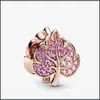 Ciondoli in argento sterling 925 a forma di cuore con foglia d'acero in oro rosa Serie Fit originale M Bracciale che realizza gioielli fai da te per le donne 859 Z2 Dh0I3