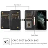 Saco de cartão de couro bolso magnético split carteira casos para iphone 14 pro max 15 13 12 11 xr xs x 8 7 plus à prova de choque 2 em 1 flip cards slots titular capa de telefone funda